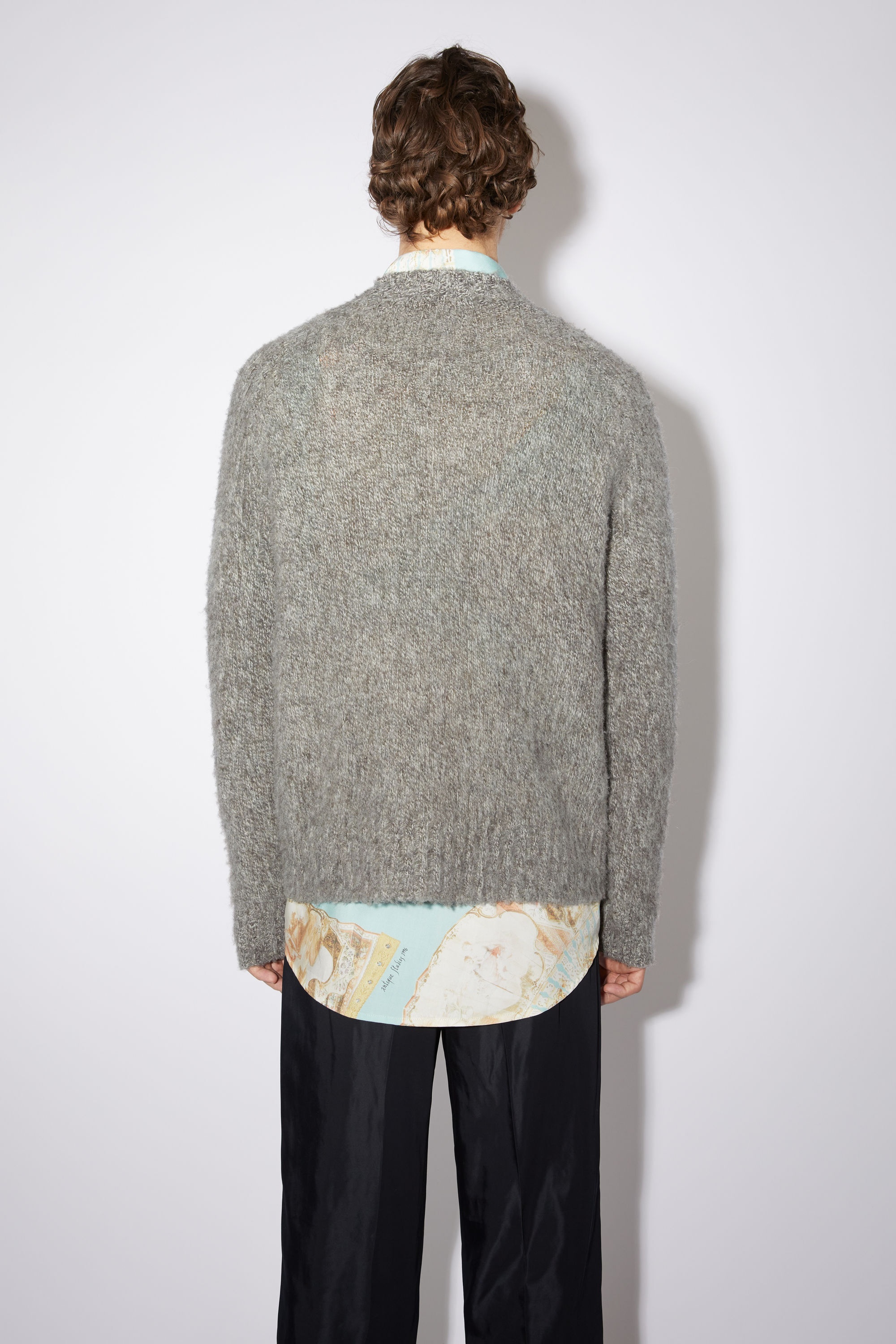 Wool crew neck jumper - Anthracite grey/off white - 3