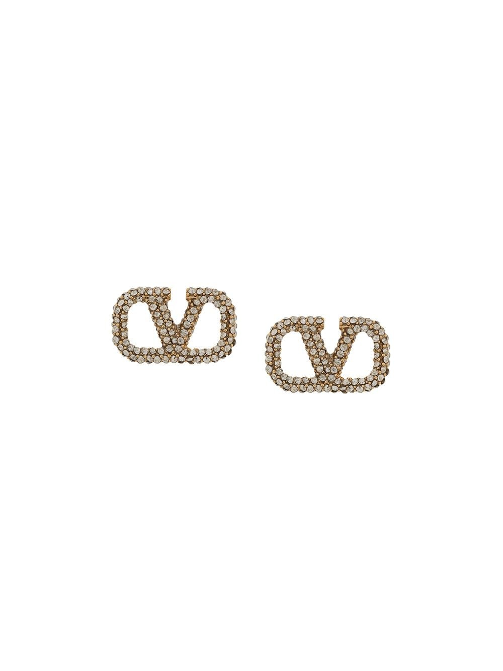 VLogo Signature crystal-embellished stud earrings - 1