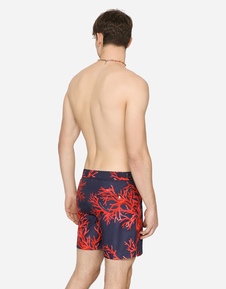 Mid-length swim shorts with coral print - 5