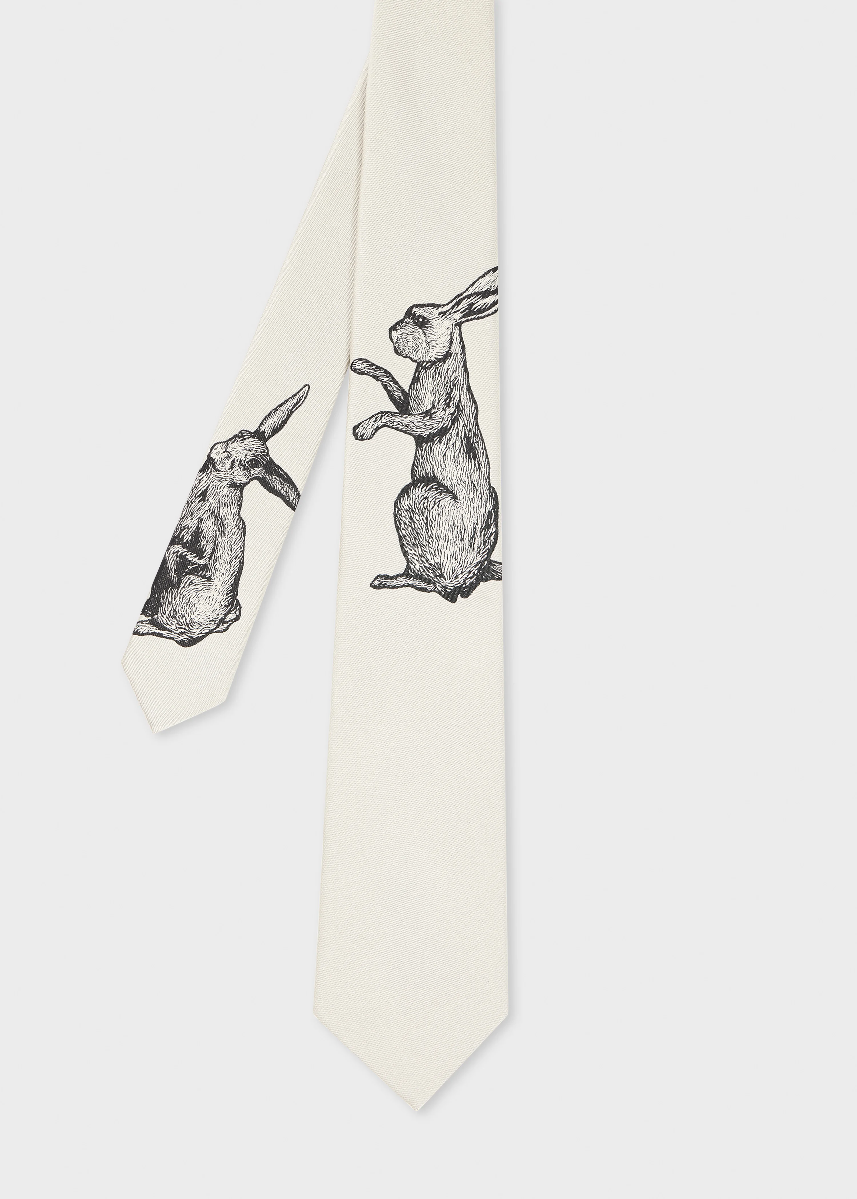 White 'Rabbit' Jacquard Silk Tie - 1