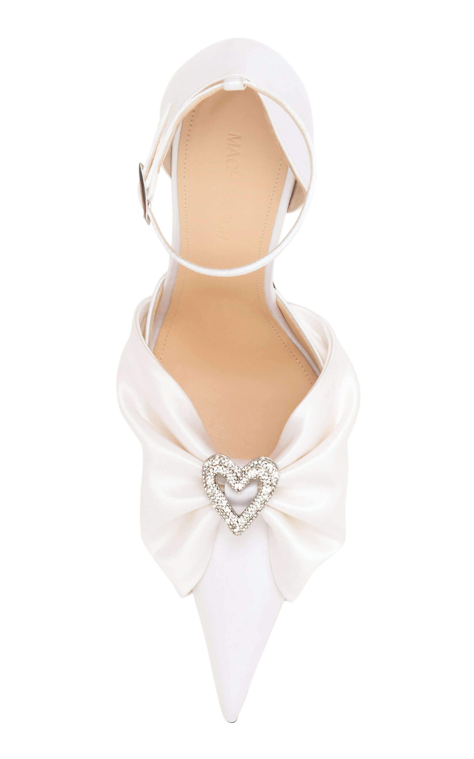 Double Heart Satin Draped Pumps white - 2