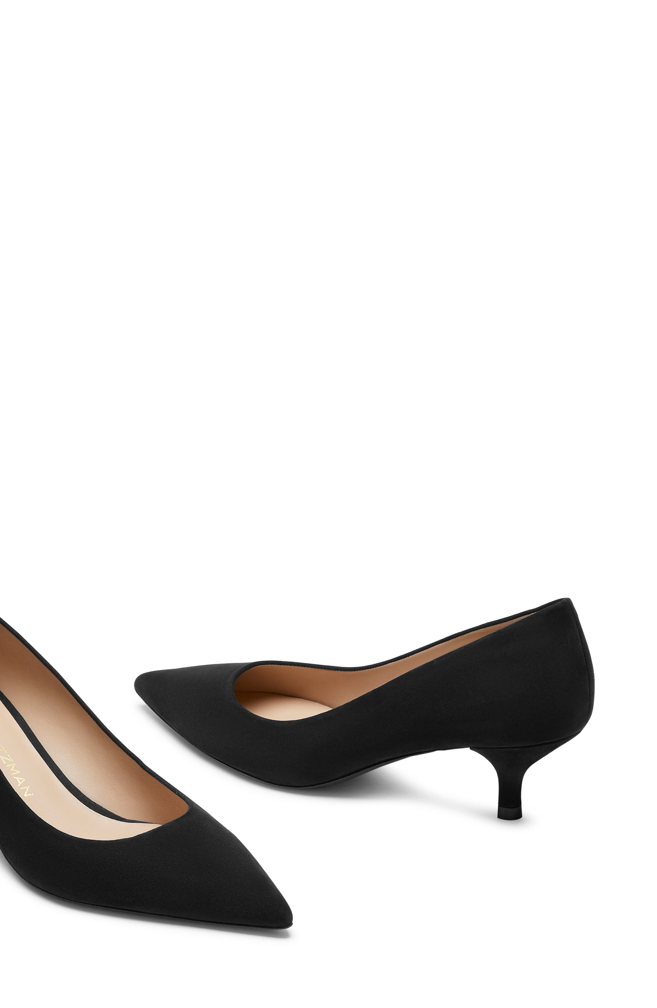 Stuart Weitzman Power Pointed Toe Kitten Heel Pump in Black at Nordstrom - 3