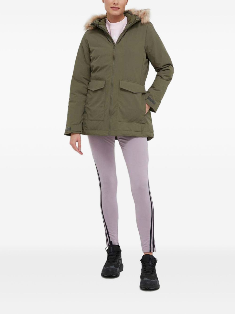 faux-fur trimmed-hood jacket - 2