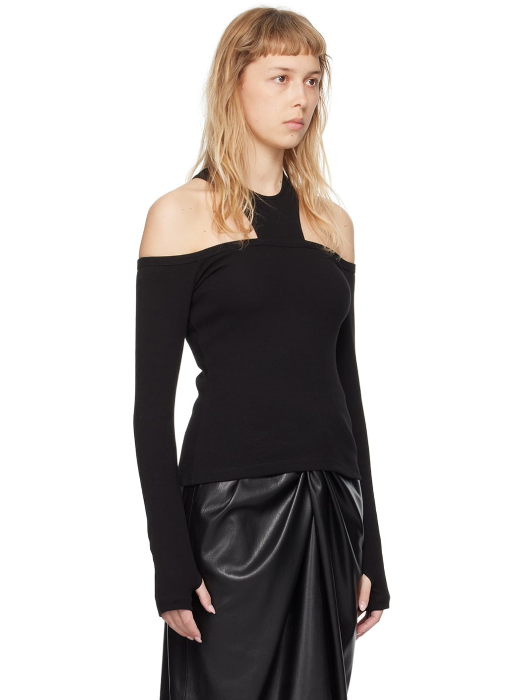 Black Cutout Long Sleeve T-Shirt - 2