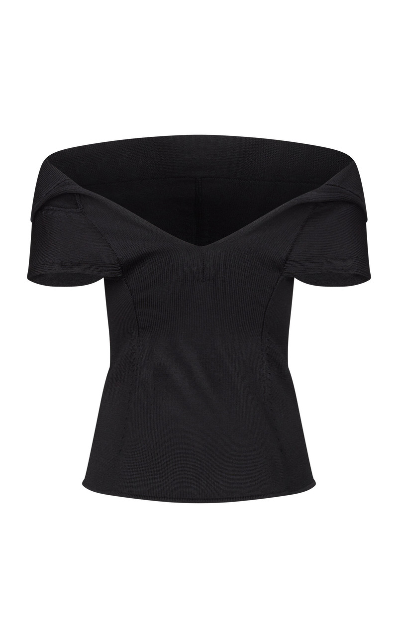 FFORME Faye Sculpted Cotton-Blend Knit Top black outlook