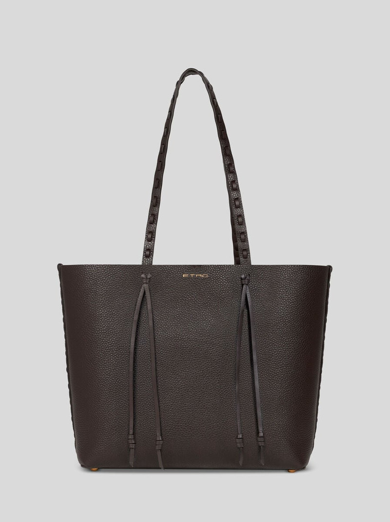 ETRO ESSENTIAL MEDIUM LEATHER TOTE BAG WITH THREADING 1