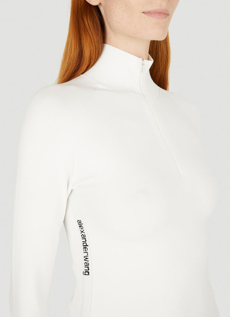 Jacquard Logo Zip Top in White 5