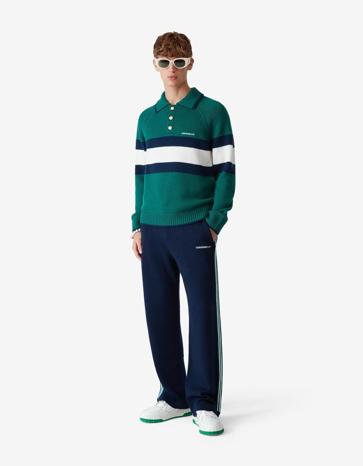 Casablanca Green Colourblock Polo Shirt - 3
