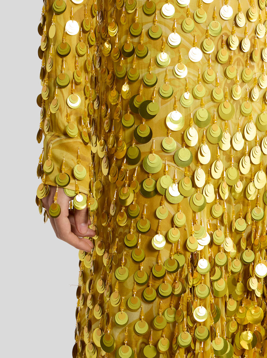 LONG SILK DRESS WITH SEQUIN EMBROIDERY - 2