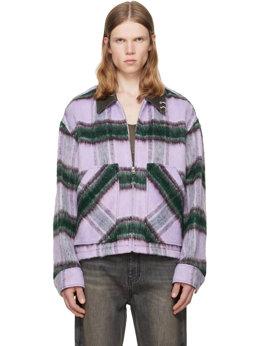 Purple Check Pattern Jacket - 1