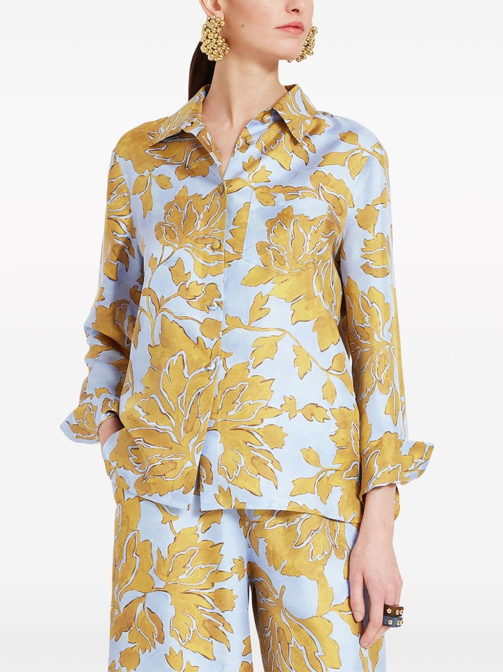 floral-print silk shirt - 2