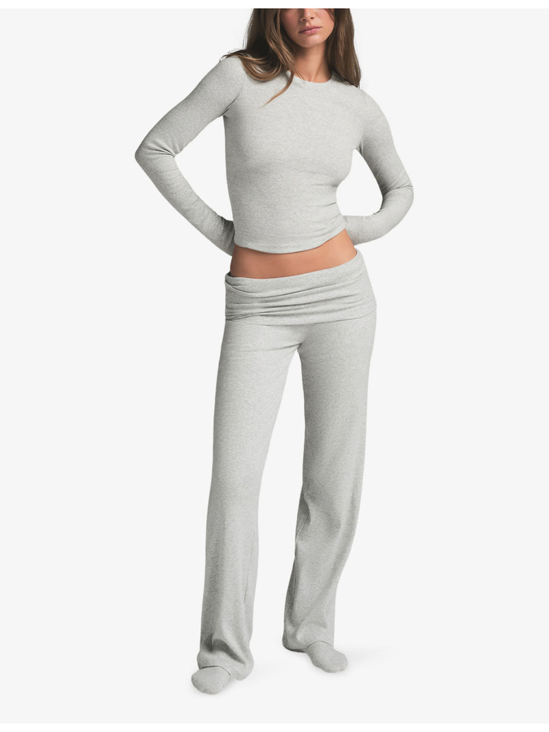 SKIMS Round-Neck Long-Sleeve Stretch-Cotton Jersey Top outlook