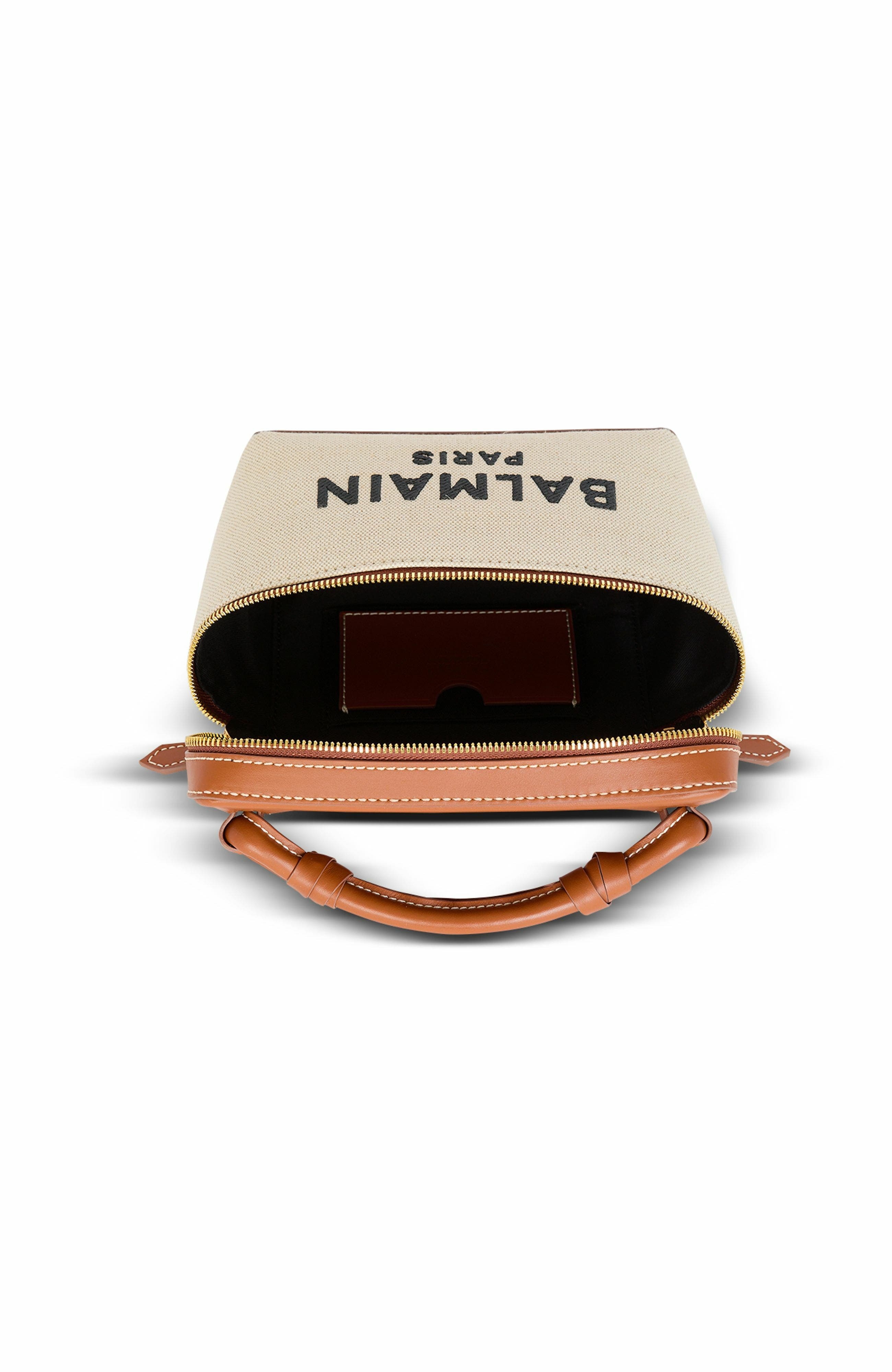 Balmain B-Army Vanity Case in canvas and leather in Beige at Nordstrom - 3