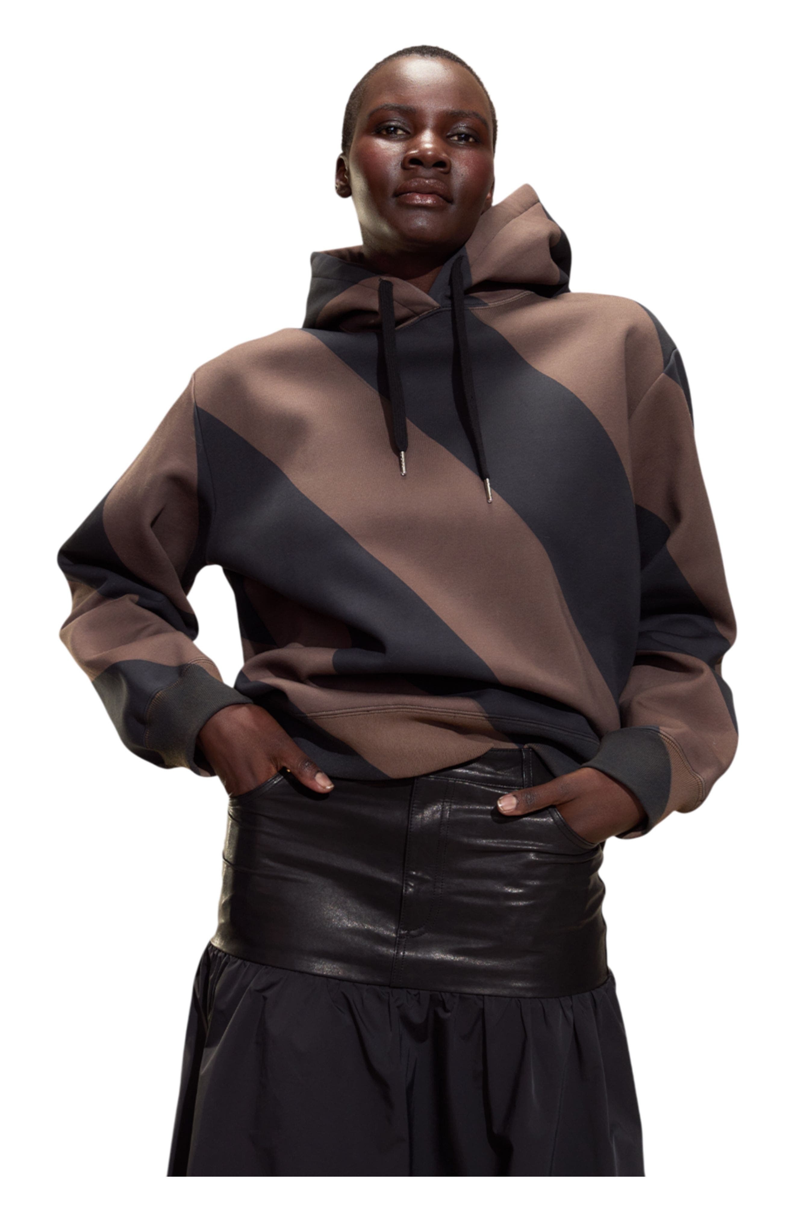 Cynthia Rowley Drew Striped Hoodie in Black/brown at Nordstrom - 1
