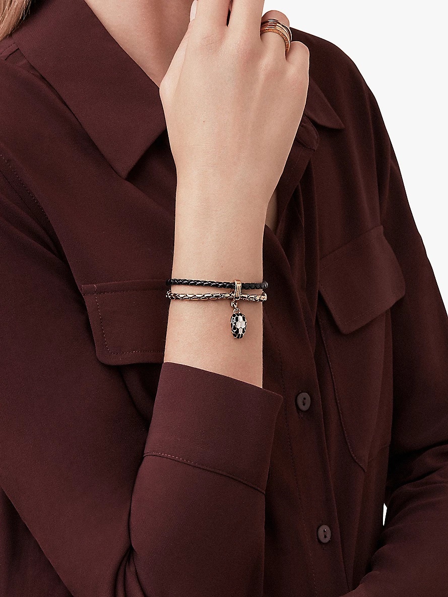 Serpenti Forever extra-small brass, leather and quartz charm bracelet - 2