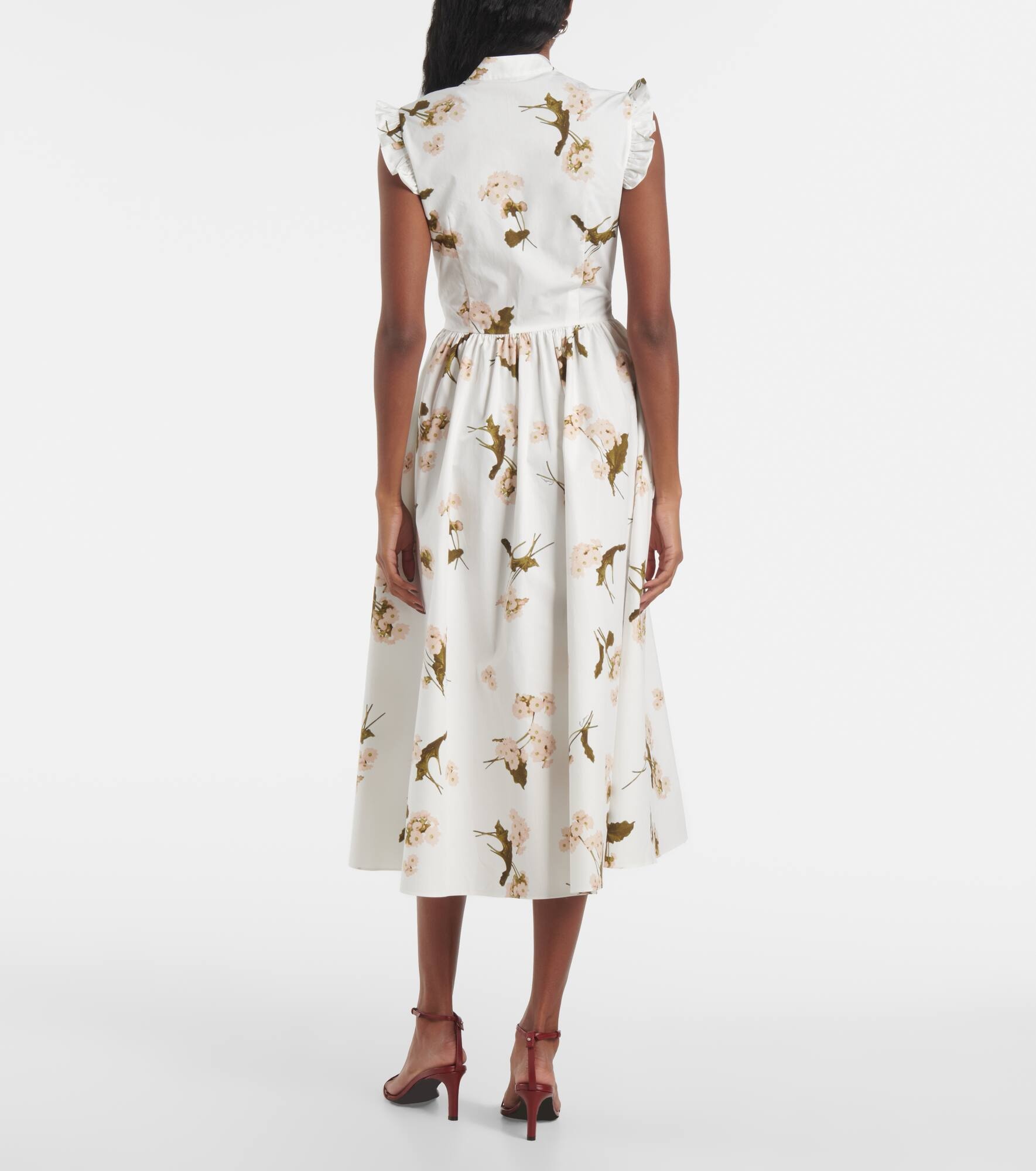 Floral cotton poplin midi dress - 3