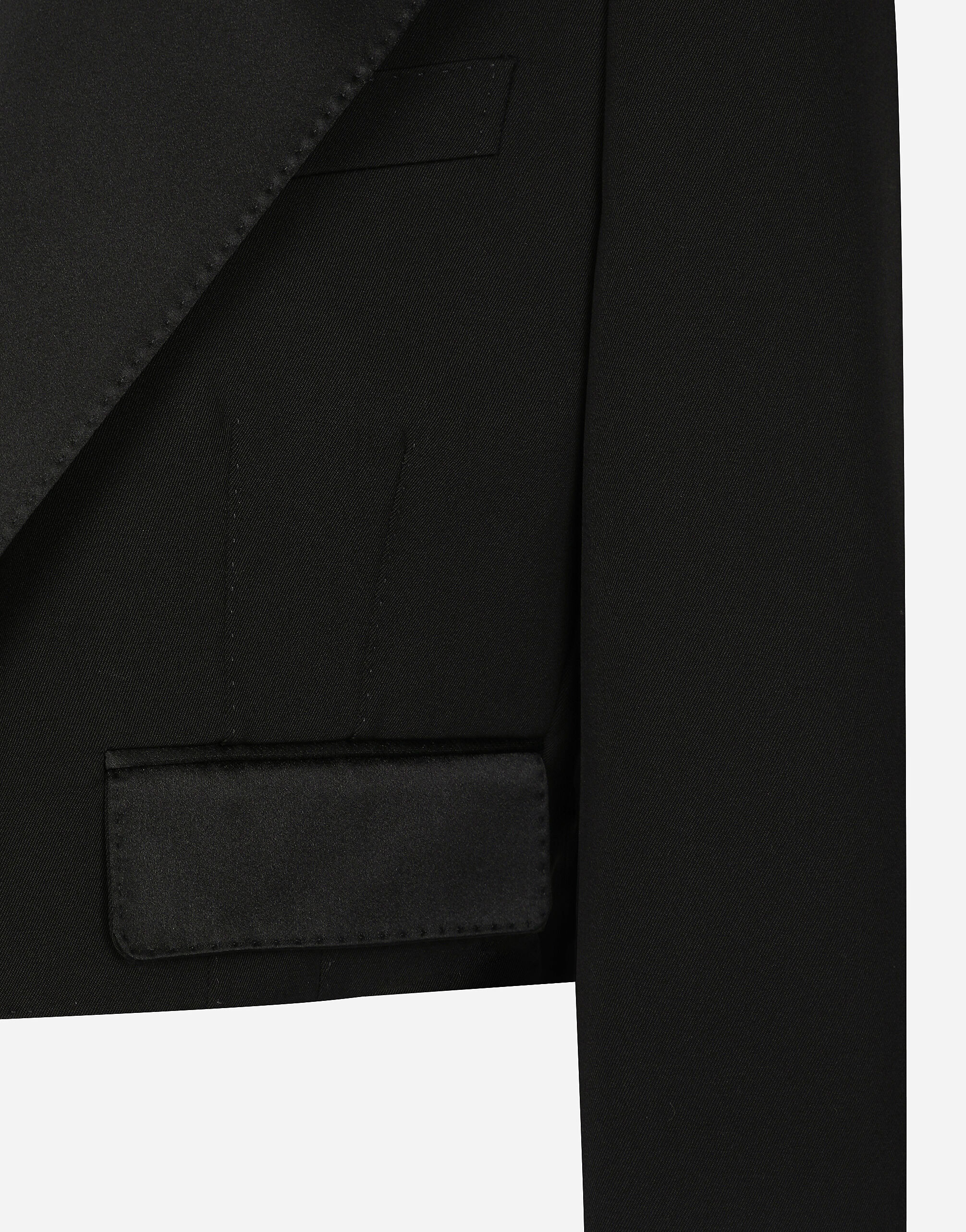 Short wool gabardine tuxedo jacket - 7