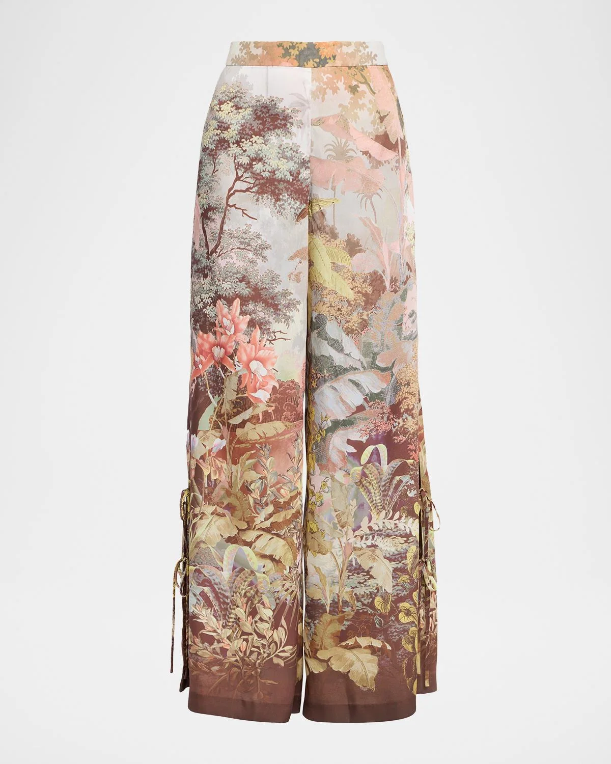 Helena Wide-Leg Botanical-Print Pants - 1