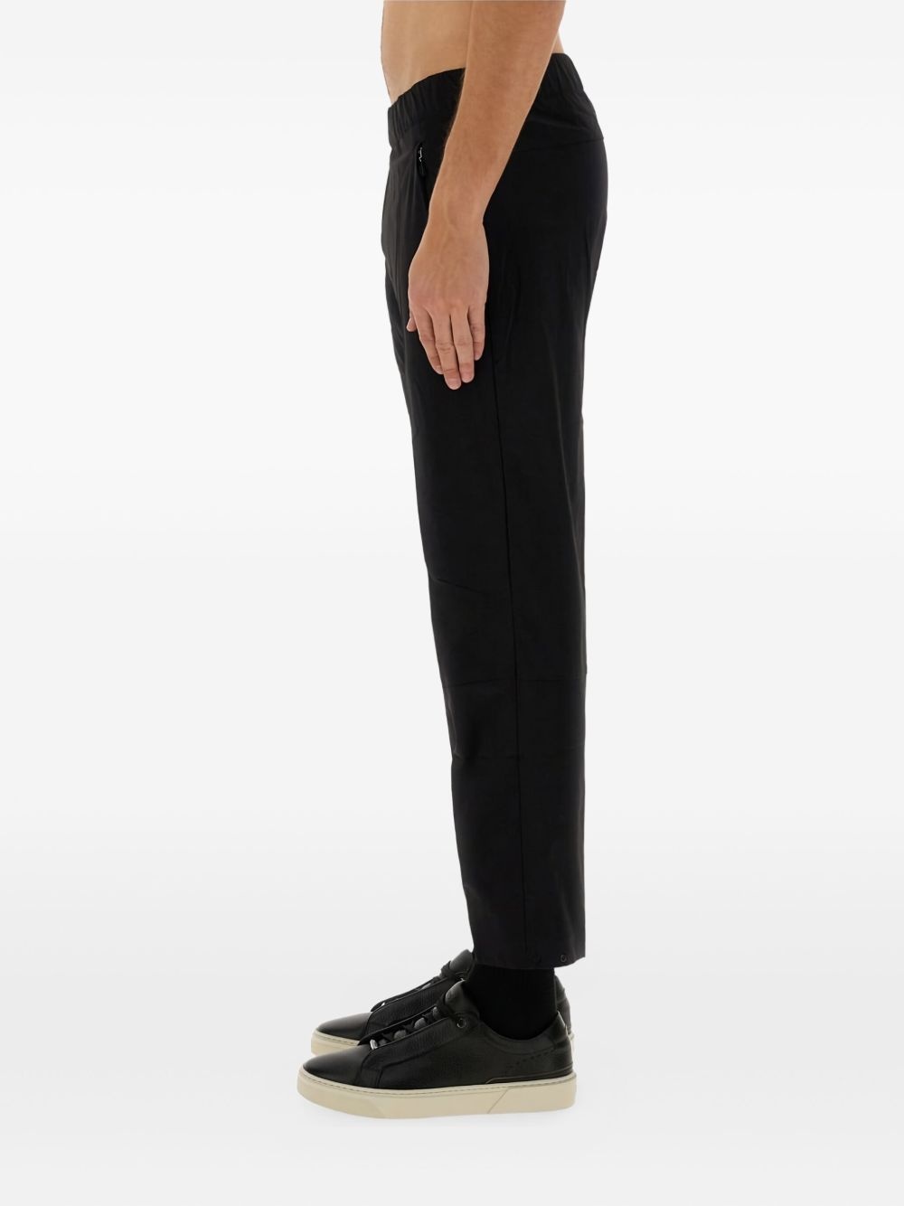 elastic-waistband straight-leg trousers - 3