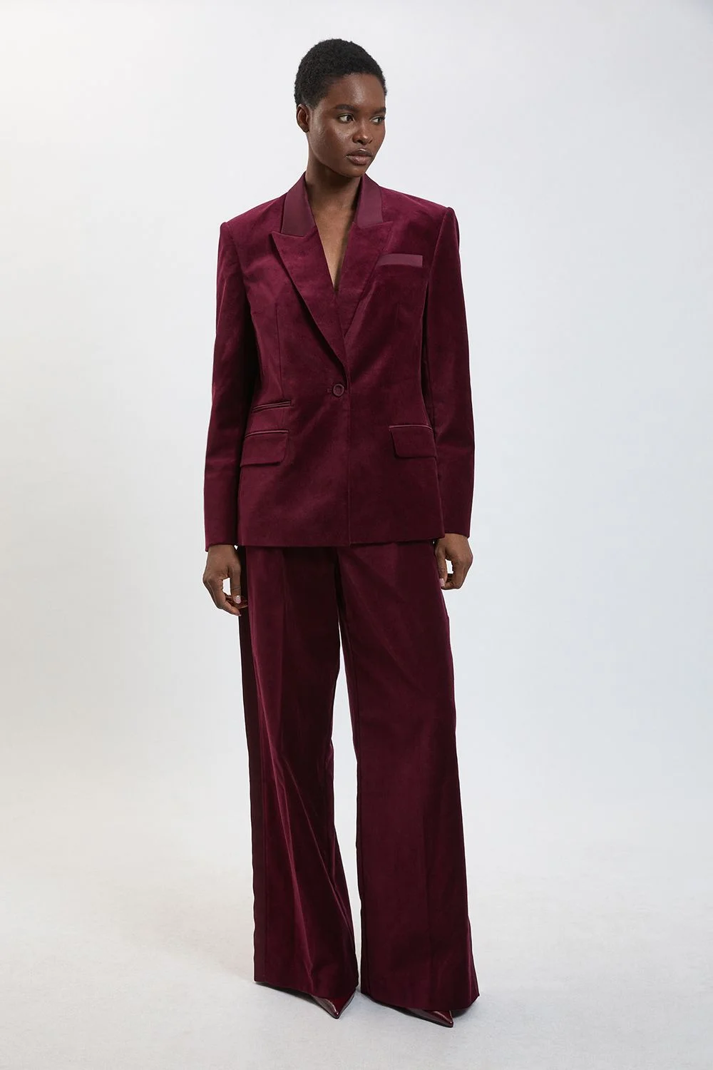 Velvet Tailored Wide Leg Trouser - 1