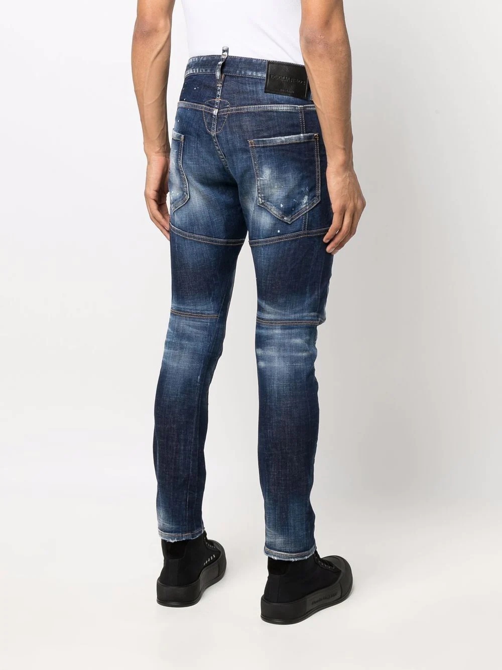 logo-print distressed skinny jeans - 4