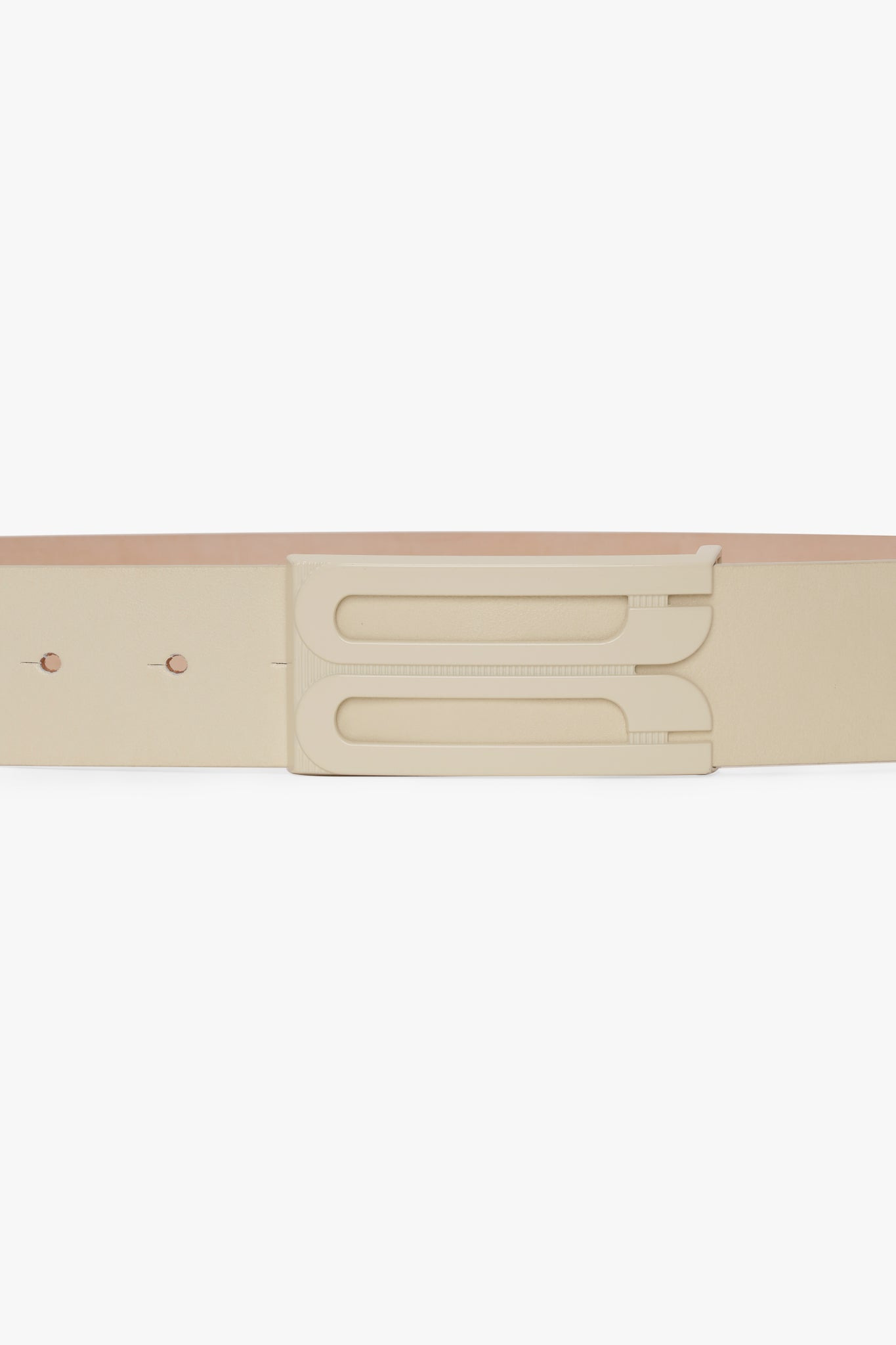 Tonal Jumbo Frame Belt In Ivory Smooth Leather - 3
