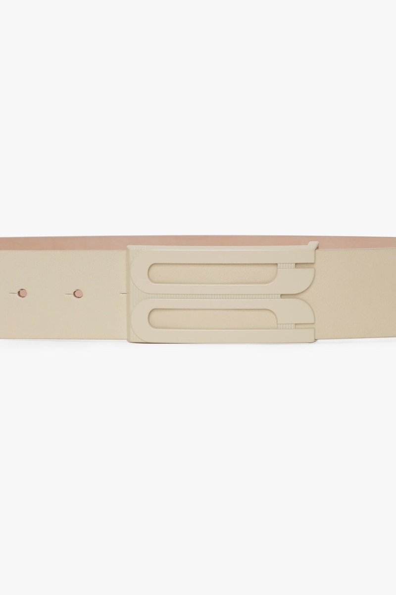 Tonal Jumbo Frame Belt In Ivory Smooth Leather 3