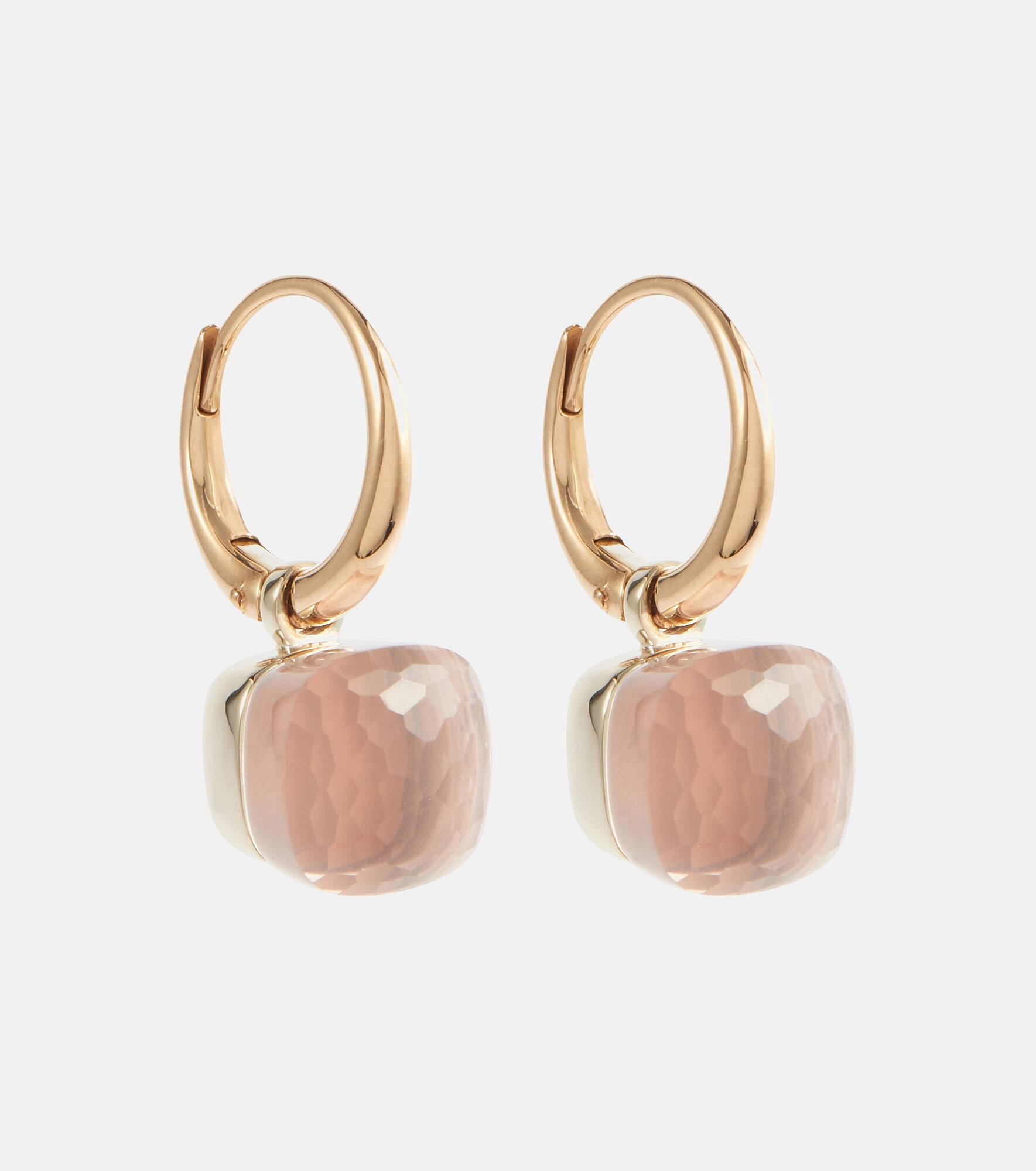 Nudo Petit 18kt rose and white gold earrings with rose quartz - 1