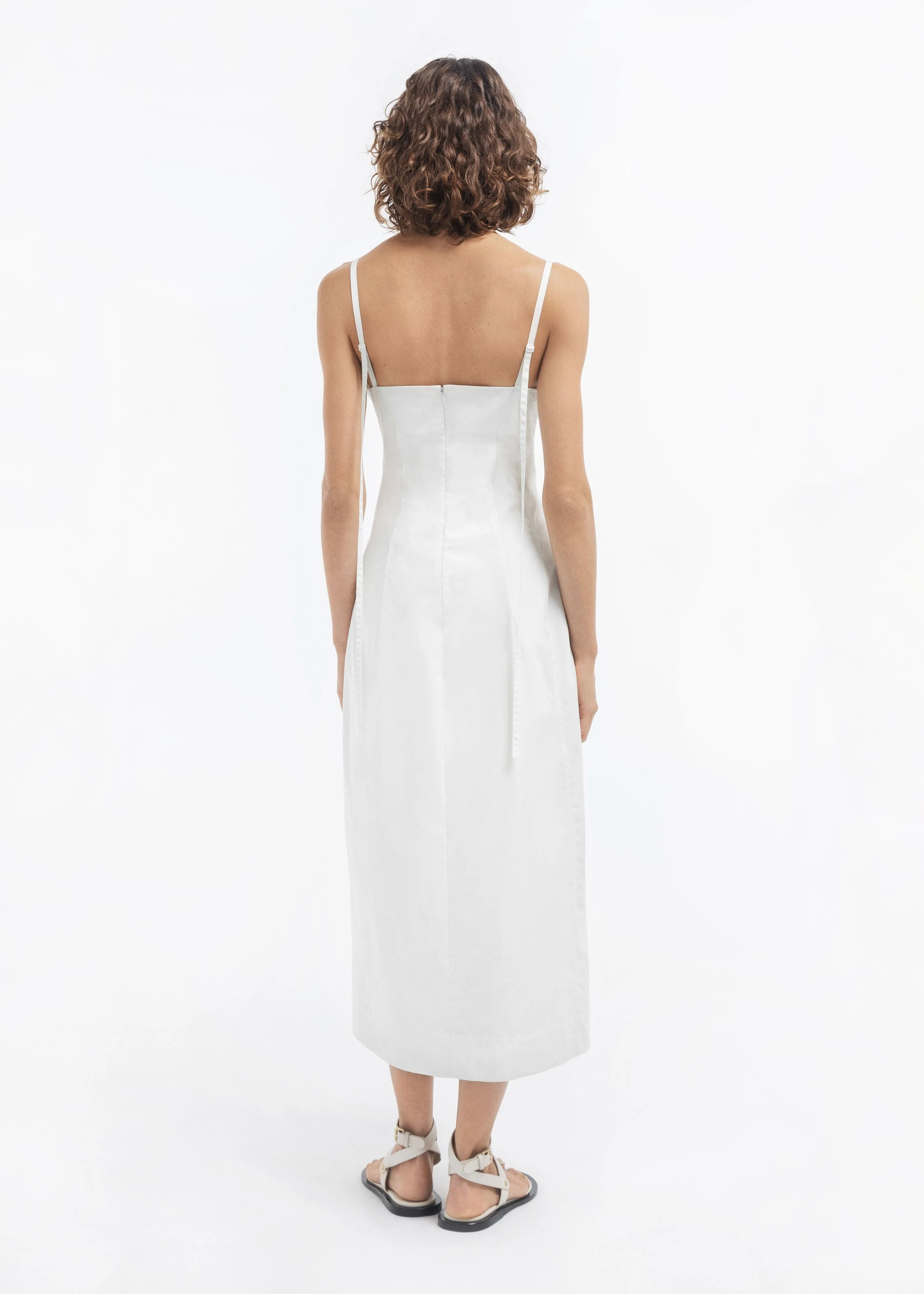 Bustier Midi Dress in Cotton Sateen - 1