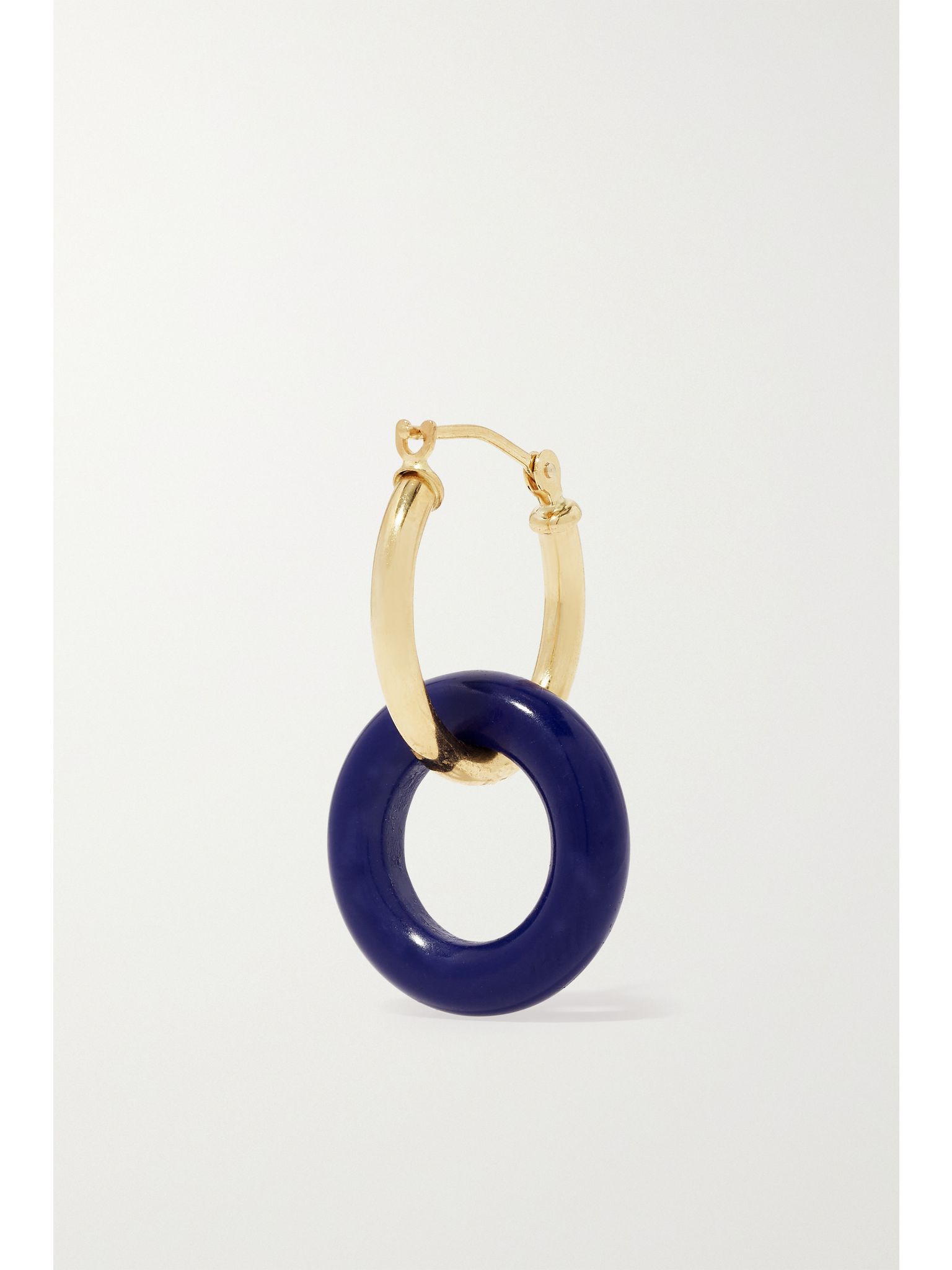 Donut 14-karat gold lapis lazuli hoop earrings Gold - 4