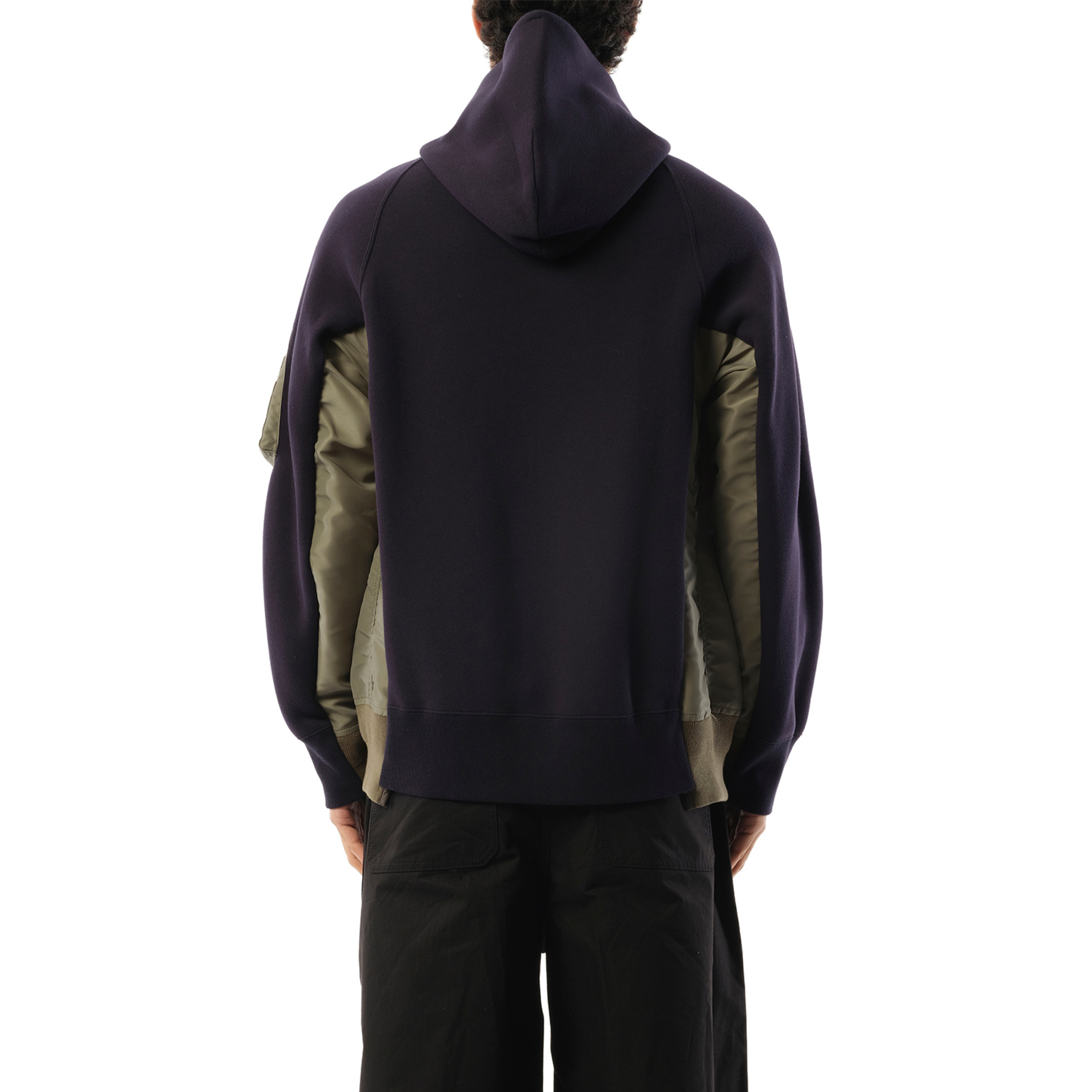 Sponge Sweat Nylon Twill Hoodie in Navy/Khaki - 6