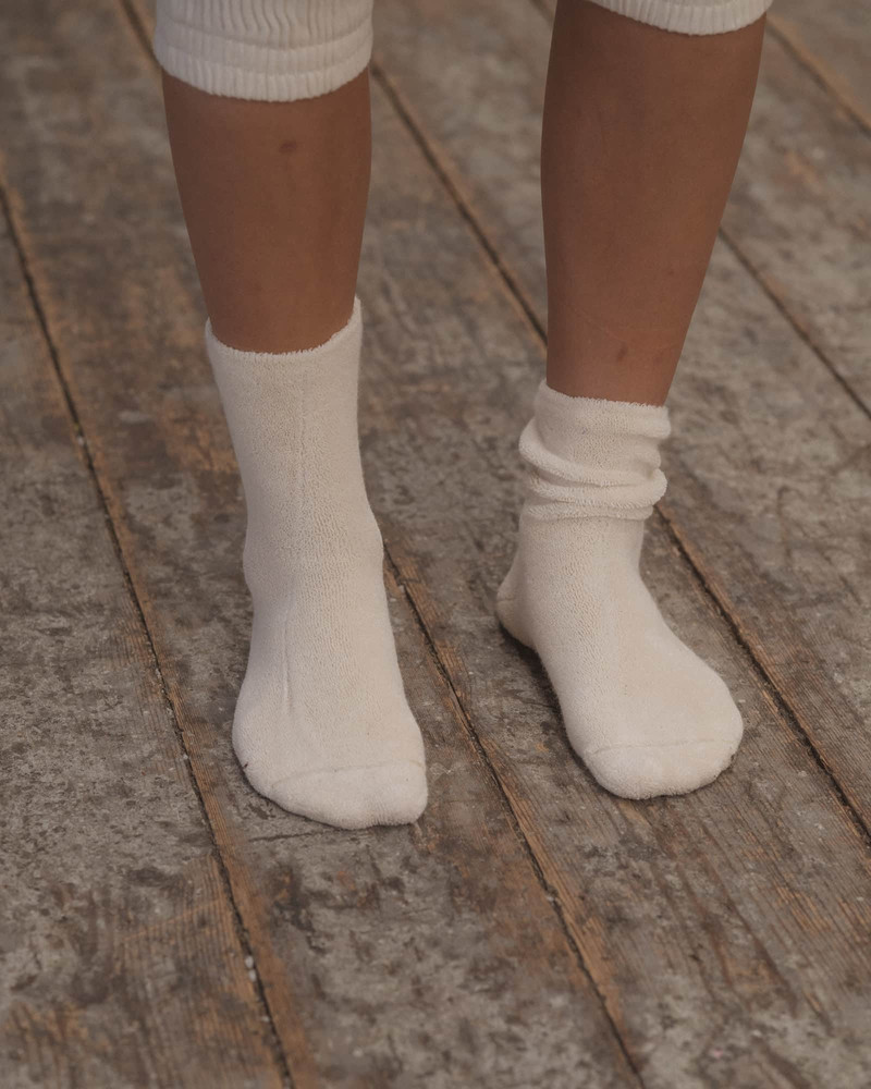 Buckle Overankle Socks - Textured Organic Cotton 1