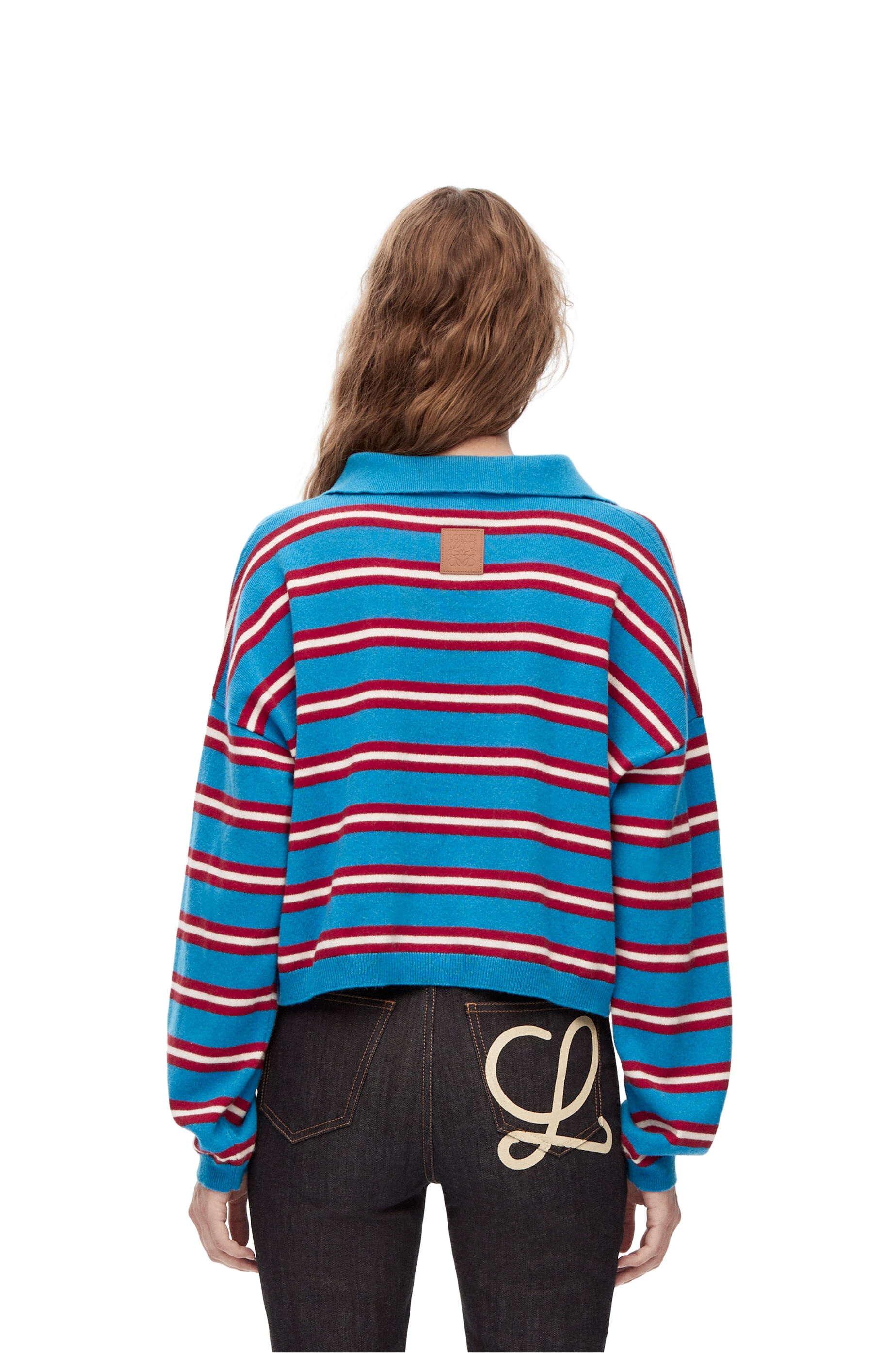 Stripe polo collar sweater in wool - 4