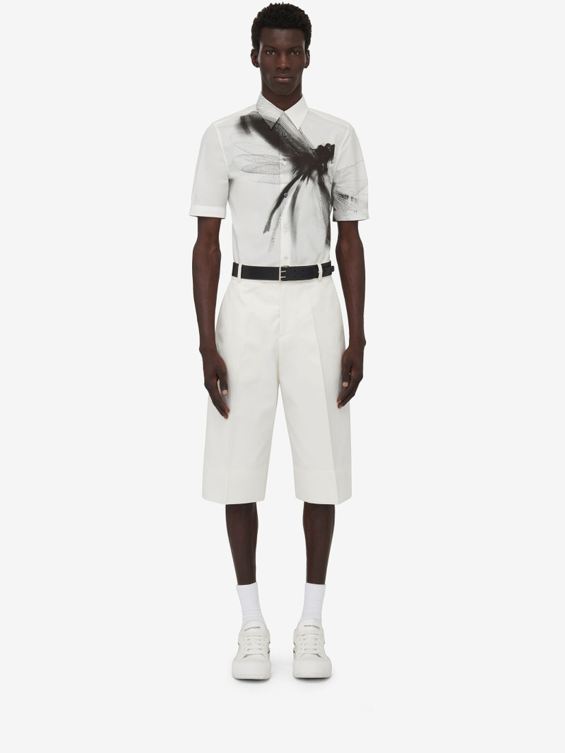 Alexander McQueen Men's Pleated Baggy Shorts in Ivory outlook