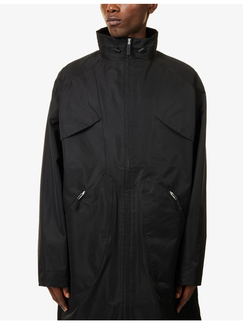 Mock-Neck Woven Rain Coat - 5