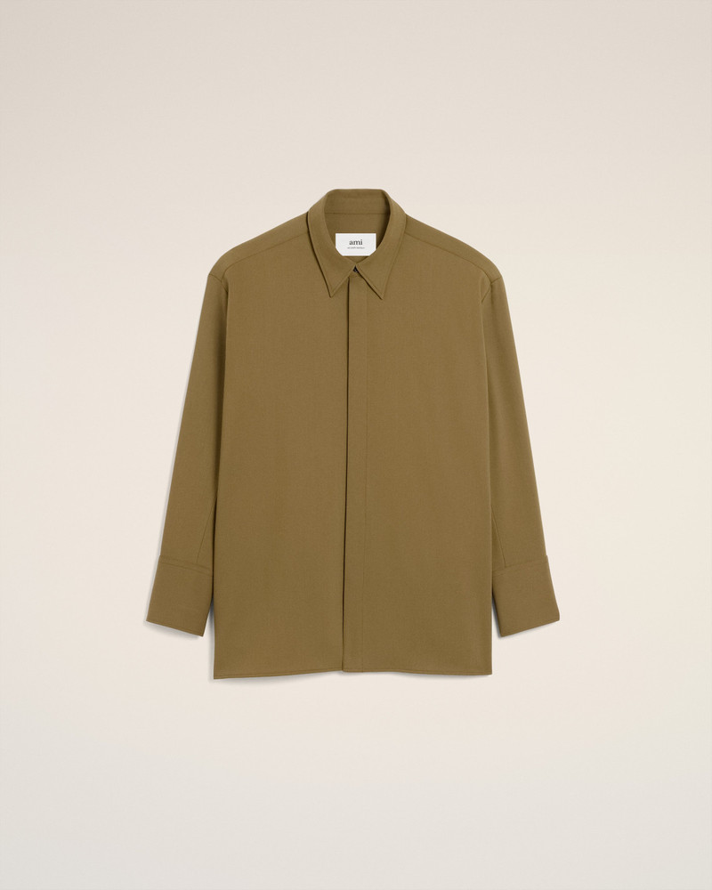 GREEN WOOL LONG OVERSIZED SHIRT 1