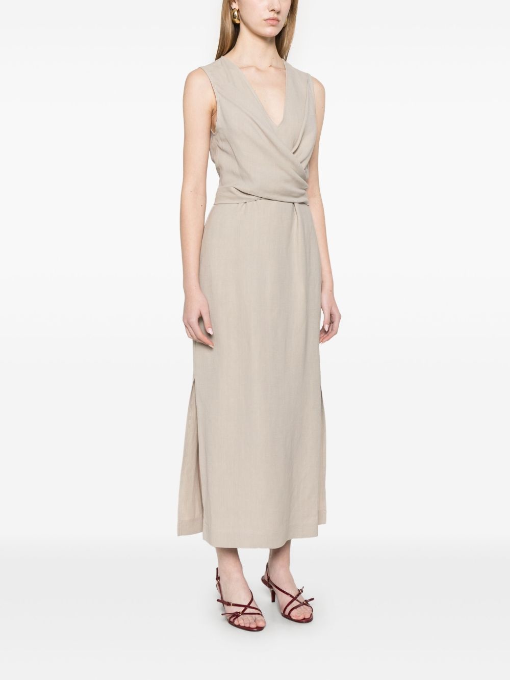 wrap-effect midi dress - 3