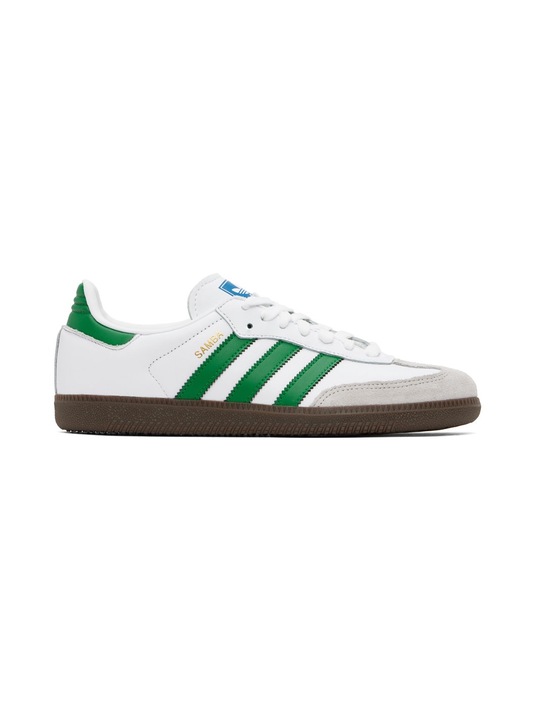 White & Green Samba OG Sneakers - 1
