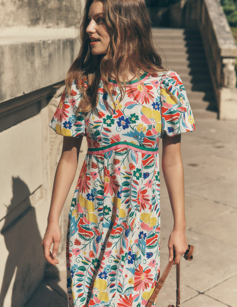 Empire Linen Tea Dress-Multi, Wildflower Trail 7