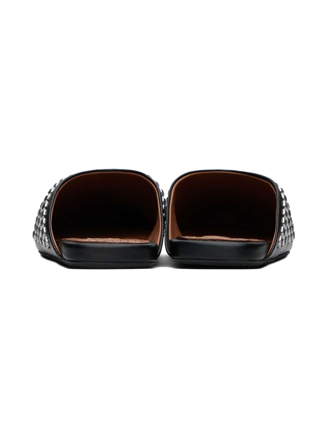 Black Strass Lambskin Mules - 2