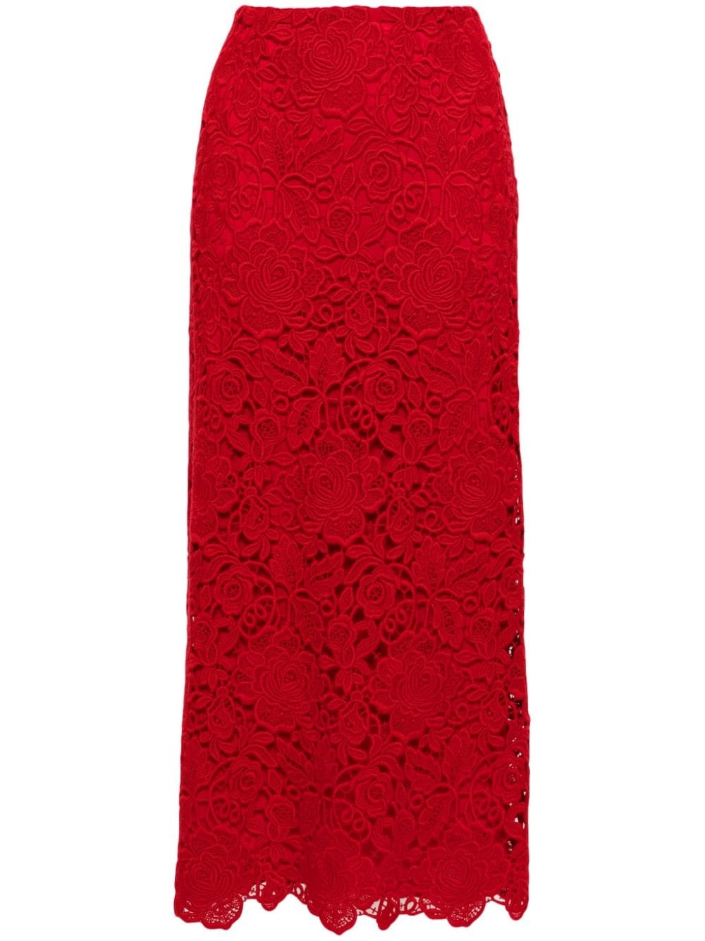 Valentino Rose guipure-lace midi skirt | matchesfashion