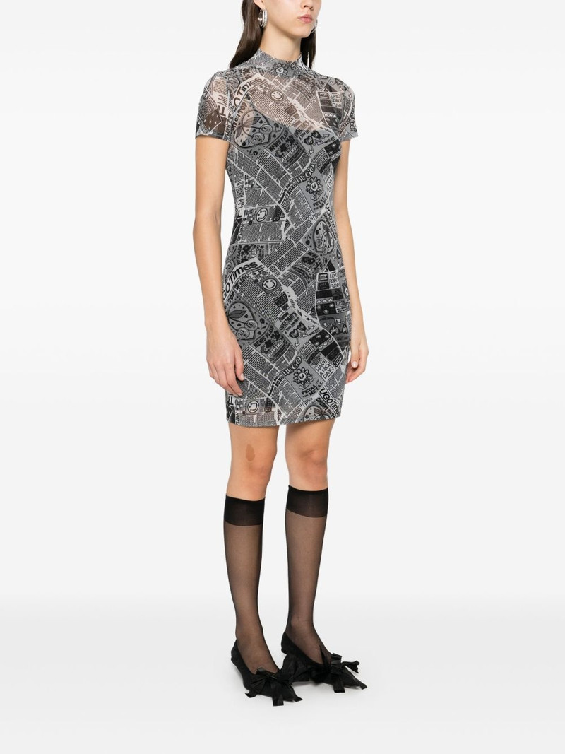 newspaper-print mesh mini dress 3