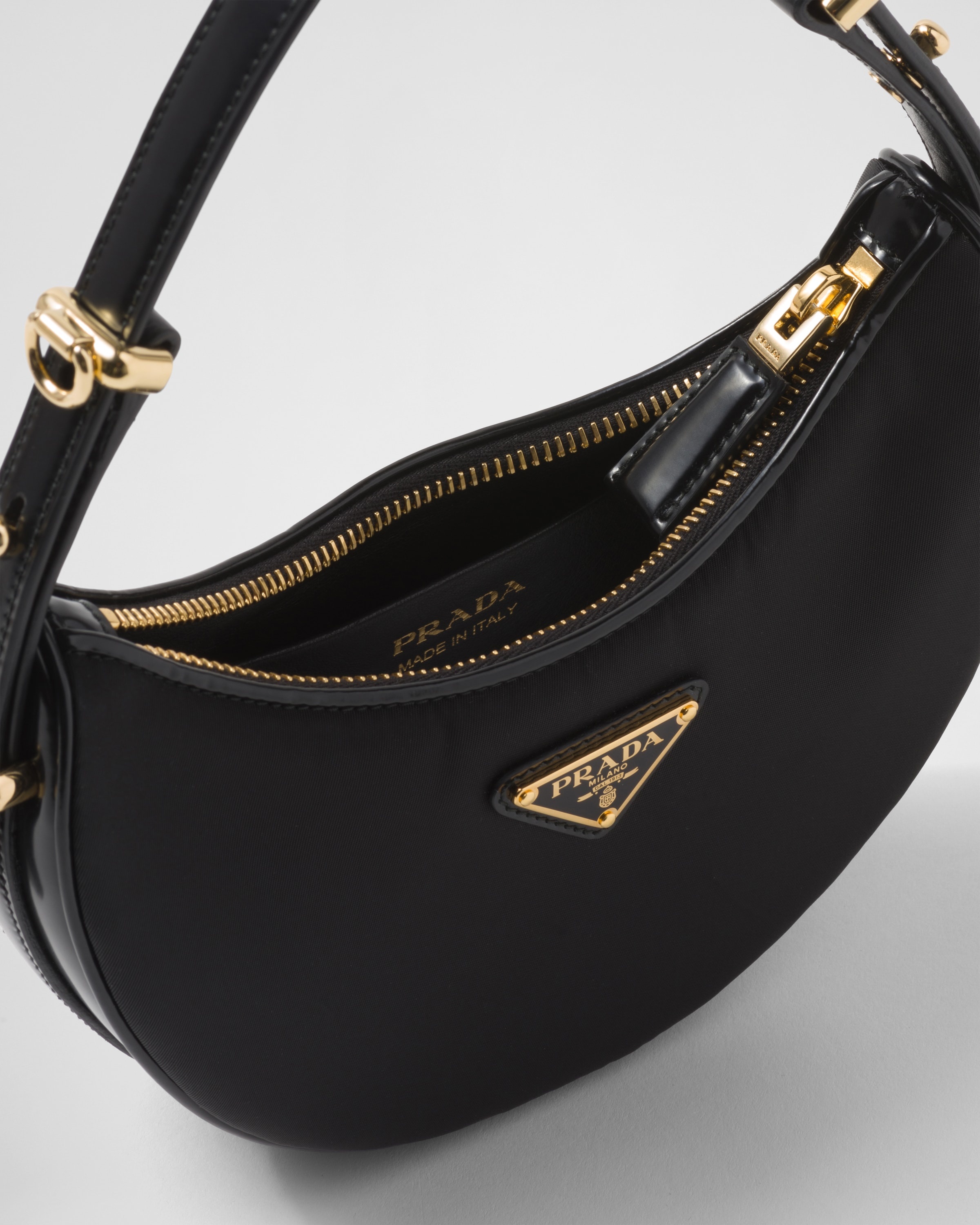 Prada Prada Arqué Re-Nylon and brushed leather mini shoulder