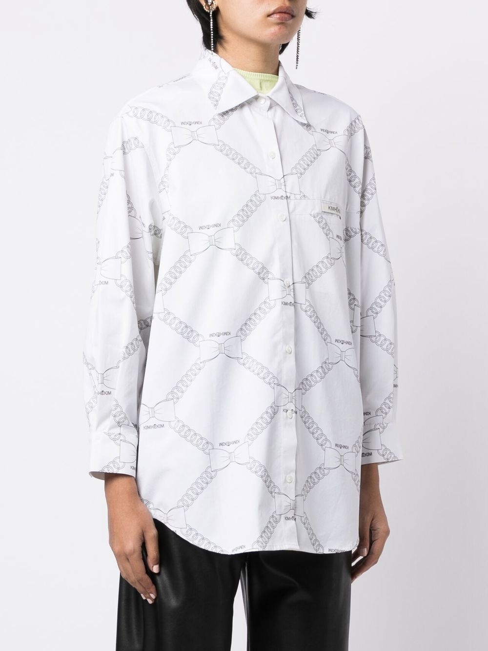 chain-link print shirt - 3