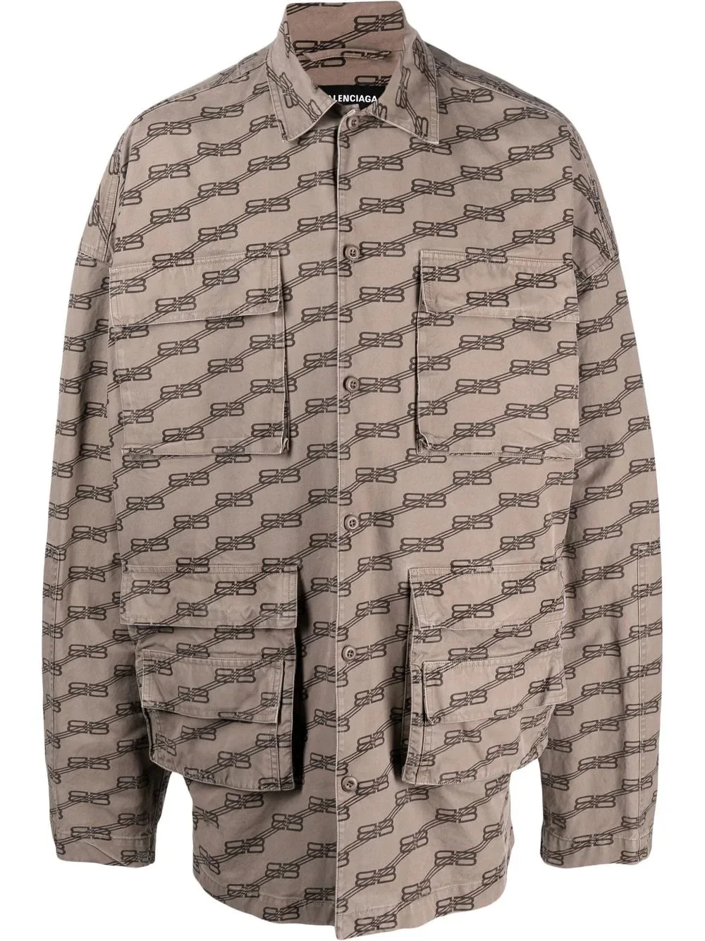 monogram-print cargo shirt - 1