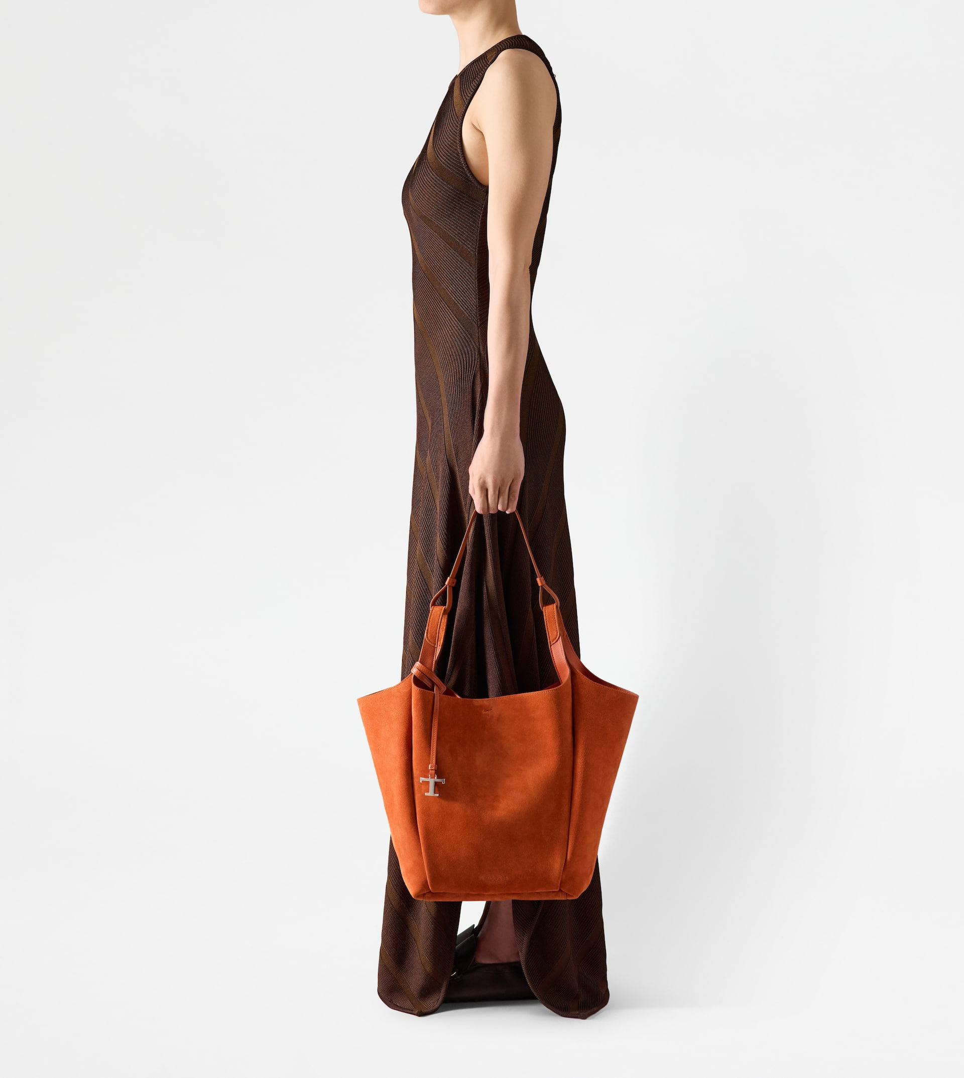 BUCKET BAG IN SUEDE MEDIUM - ORANGE - 6