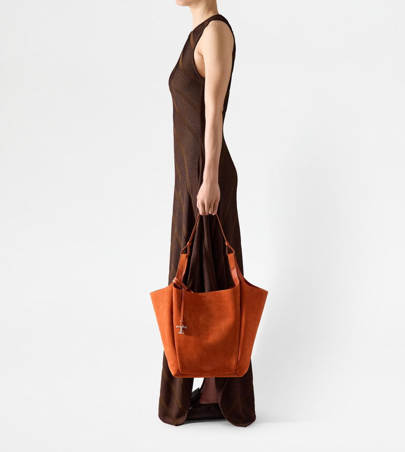 BUCKET BAG IN SUEDE MEDIUM - ORANGE 6