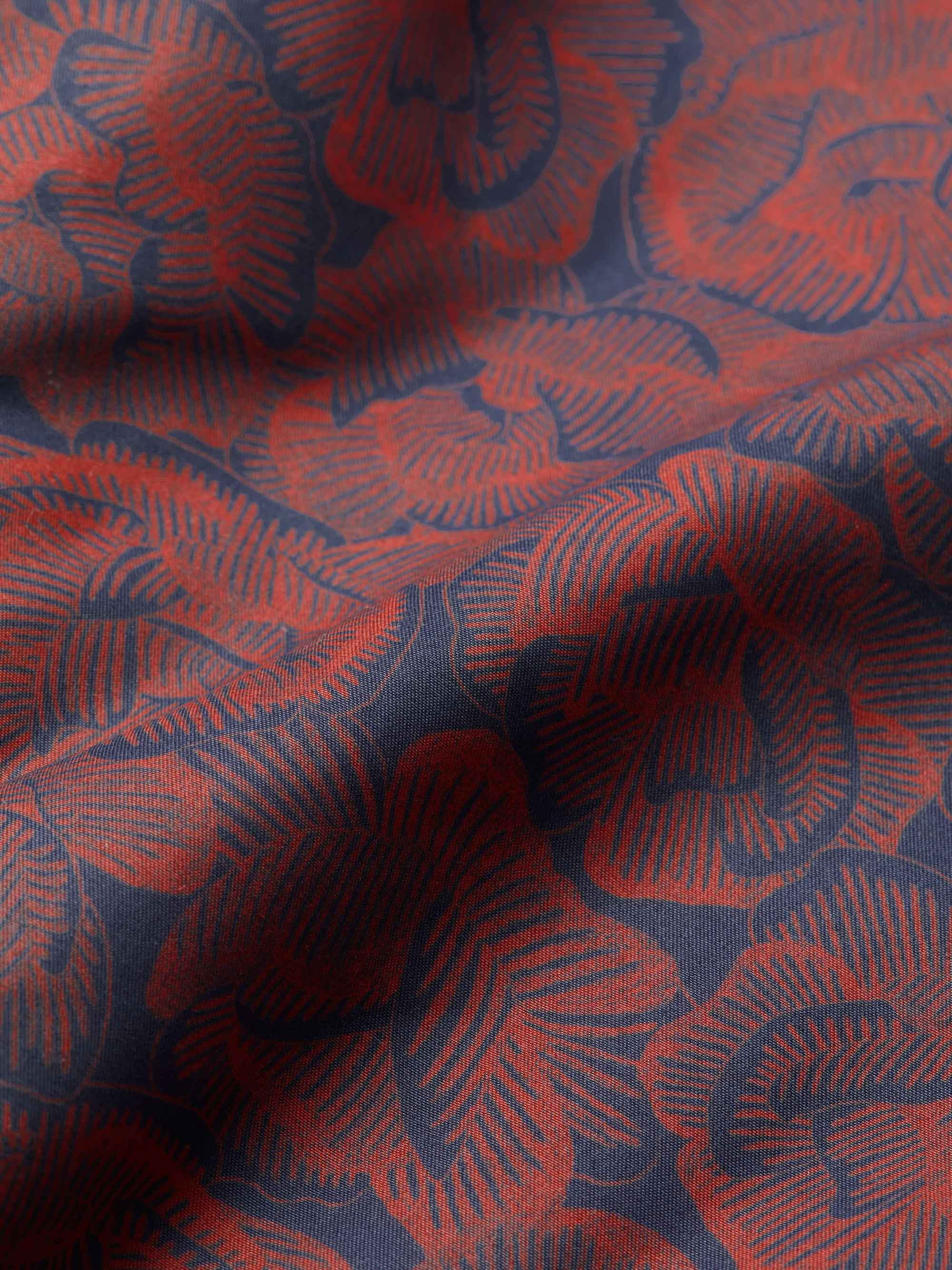 Men's Swim Trunks Maui Navy Blue & Red Rose Print - 6