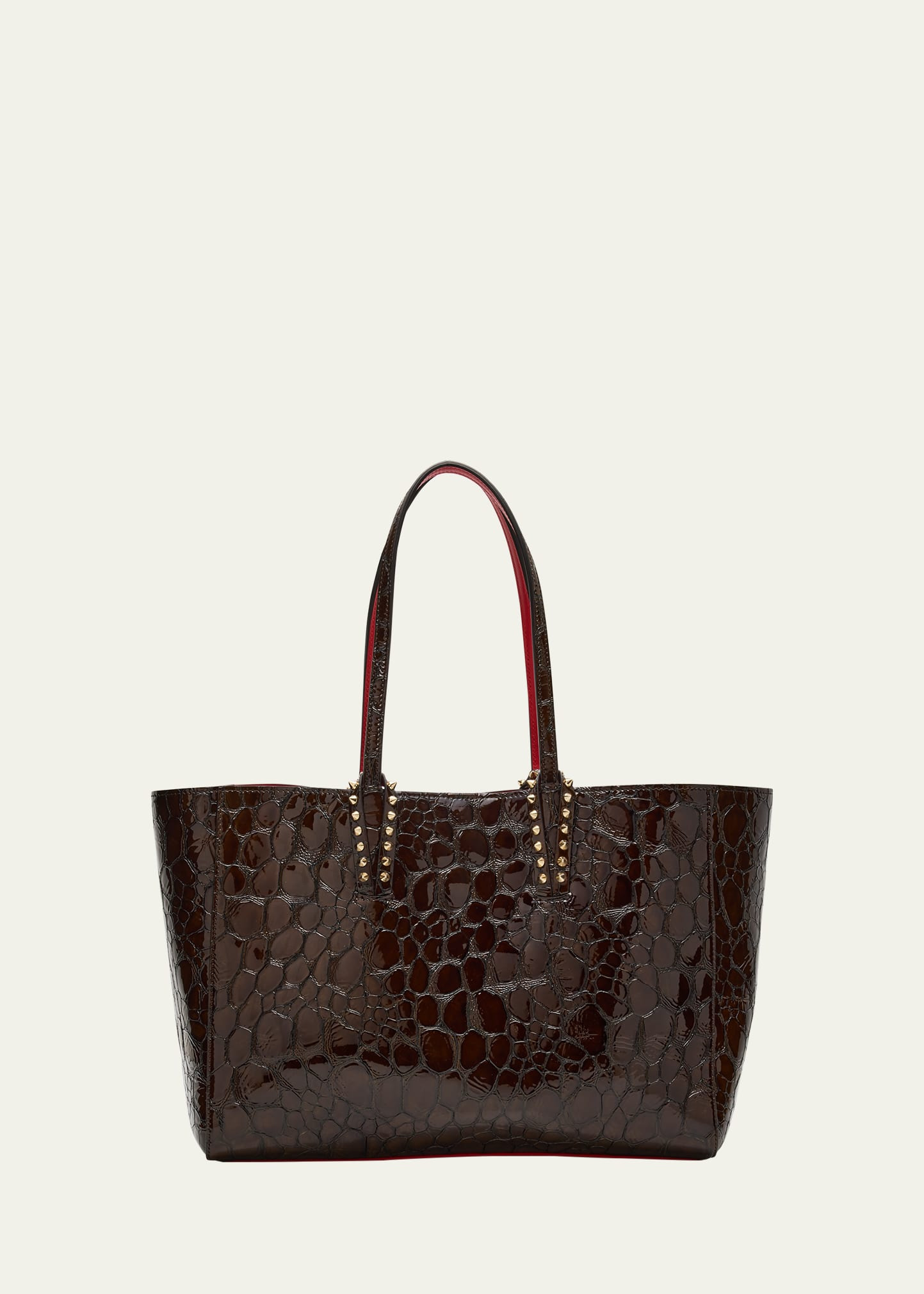 Cabata Small Tote Bag in Glossy Croc-Embossed Leather - 1