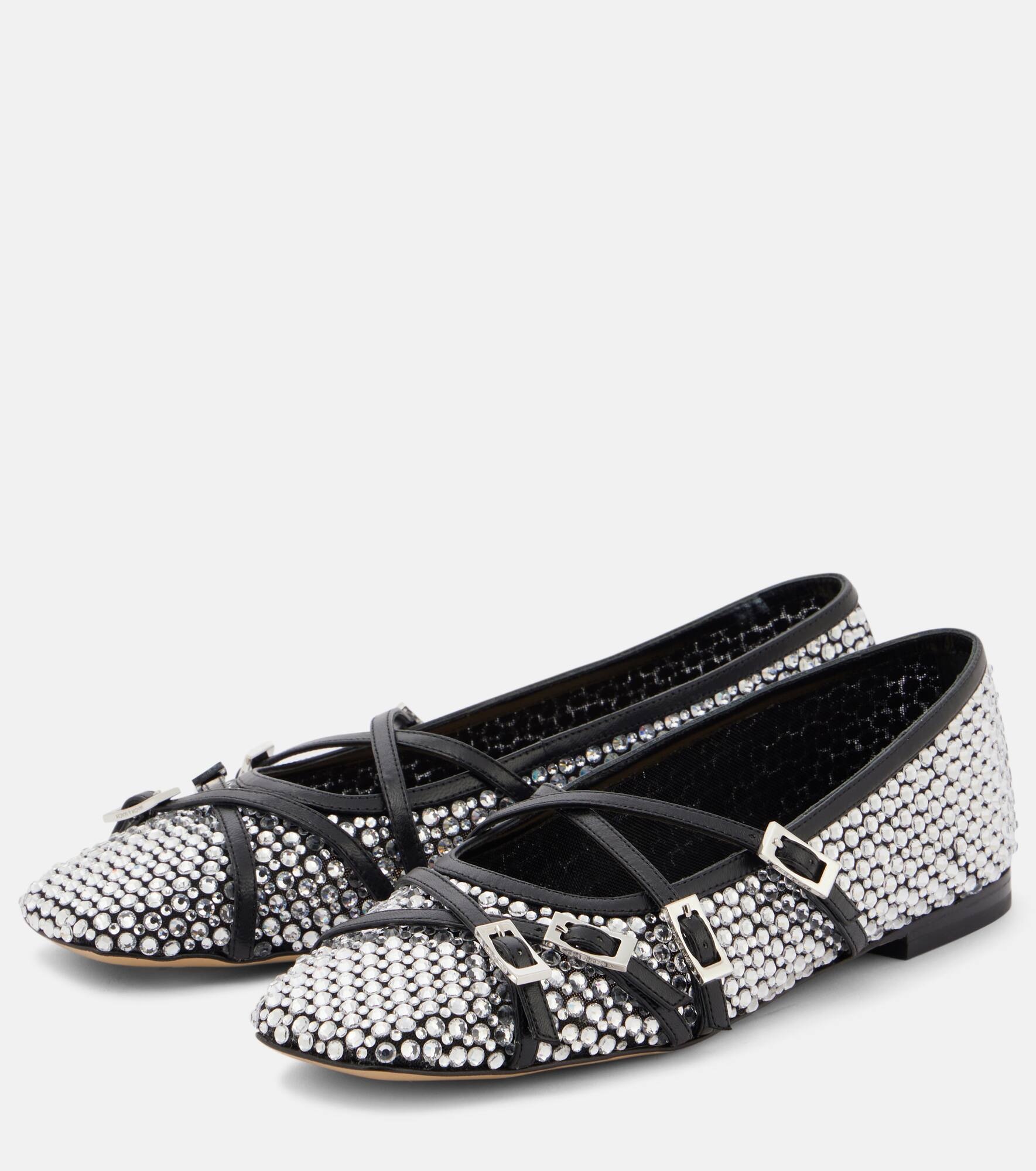 Crystal-embellished mesh ballet flats - 4